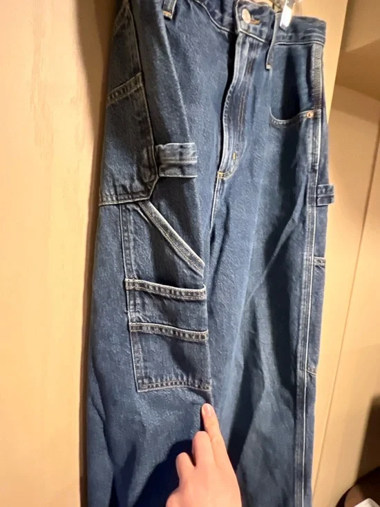 Agolde Dark Blue Wide-Leg Utility Jeans - Picture 6 of 10